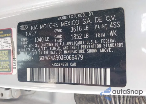 2018 Kia Rio S z USA, uszkodzony, nr VIN 3KPA24AB0JE066479